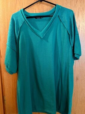 HEIMISH USA Teal Knit V-Neck Top